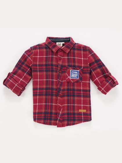 Ed-a-Mamma Boys Tartan
                    Checks Opaque Checked Cotton Casual Shirt