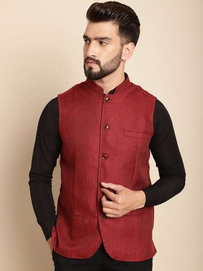 even Woven Design Nehru Jacket