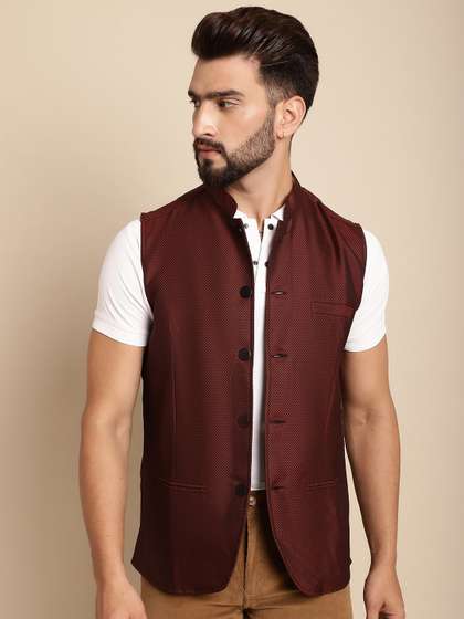 even Woven Design Nehru Jacket
