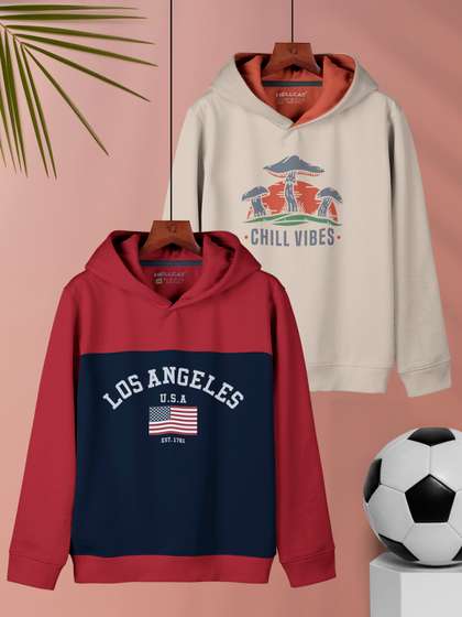 HELLCAT Girls Pack of 2
                    Typographic Printed Hooded Sweatshirts