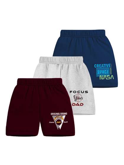 MIST N FOGG Kids Pack Of
                    3 Typography Printed Regular Fit Cotton Shorts