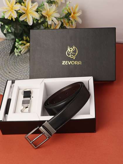 ZEVORA Men Leather
                      Belt Keychain & Pen
