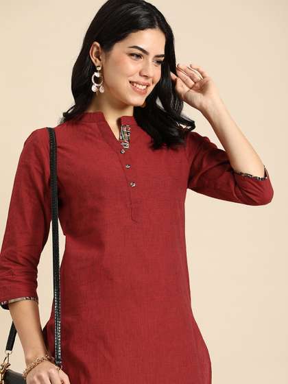 Anouk X fwd Women Solid Straight Kurta