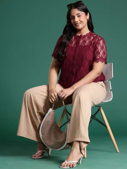 DressBerry Curve
                        Plus Size Lace Shirt Style Top With Camisole