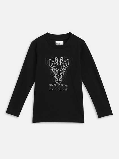 Blue Giraffe Boys Typography Printed Pure Cotton T-shirt