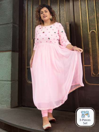 Fusionic Floral Embellished Georgette Ethnic Wear Gown