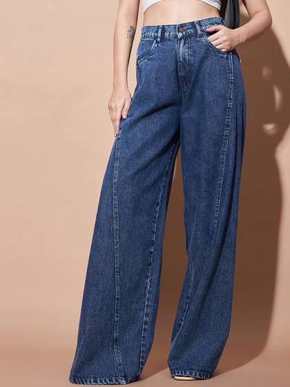 SASSAFRAS BASICS
                        Women Wide leg Mid-Rise Clean Look Heavy Fade
                        Wide Leg Jeans