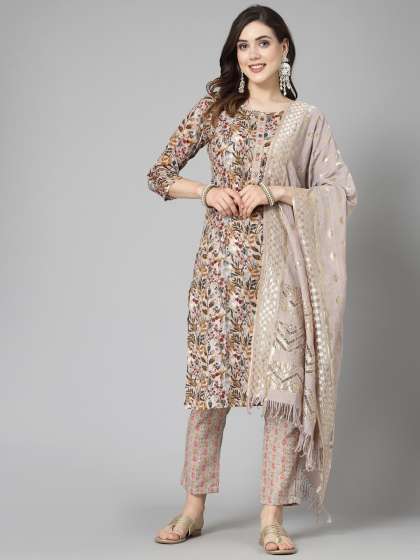 Stylum Floral Printed Regular Kurta With Trousers & Dupatta