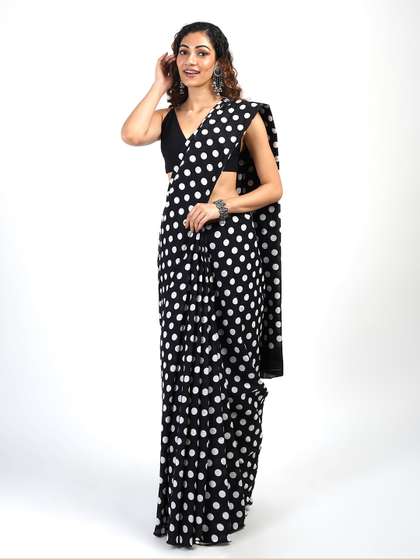 TEEJH Polka Dot Pure Cotton Saree