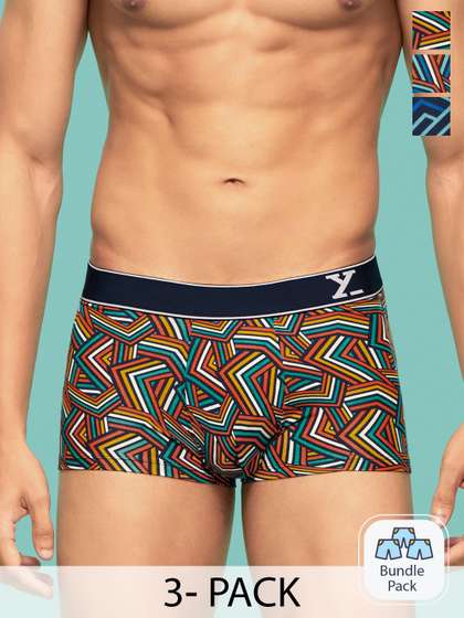 XYXX Men Pack Of 3
                          Abstract Printed Cotton Breathable Trunks
                          XYTRNK3PCKN1038