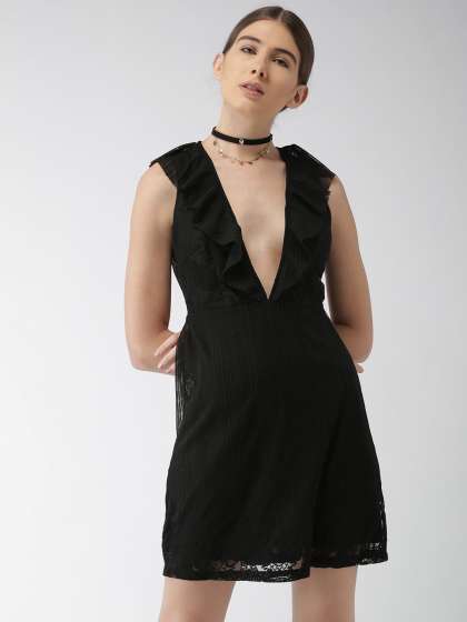 Forever 21 Black Dresses Online In India Forever 21 Women Black Self Design Sheath Dress
