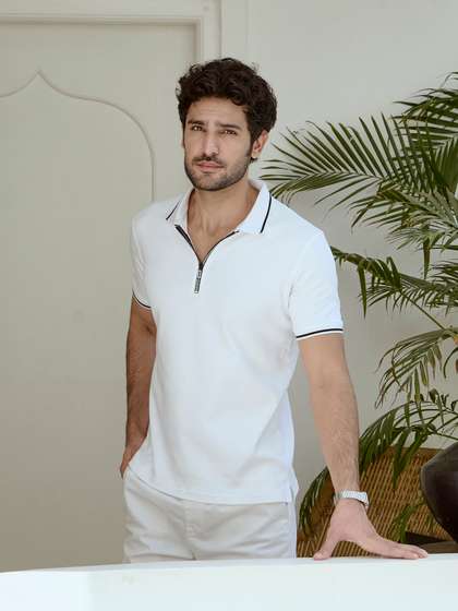 KINGDOM OF WHITE Polo Collar Short Sleeve Pure Cotton Regular T-shirt