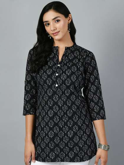 MEESAN Ethnic Motifs Printed Pure Cotton Kurti