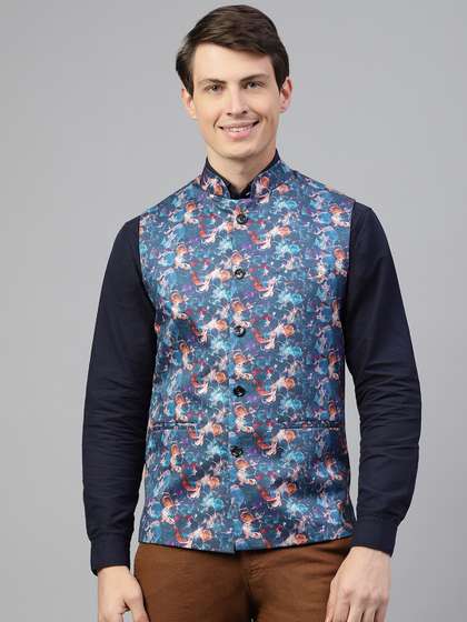 Richlook Abstract Printed Nehru Jacket