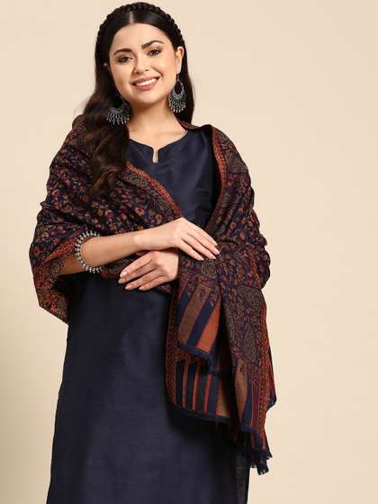 Sangria Floral Woven Design Shawl