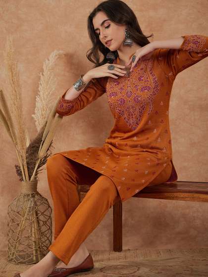 Sangria Printed Winter Kurta Set