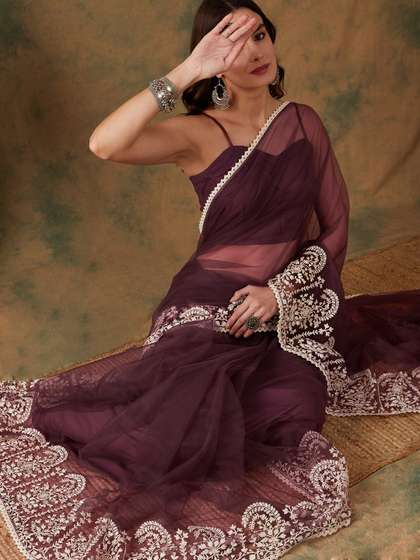 Sangria Embroidered Border Saree