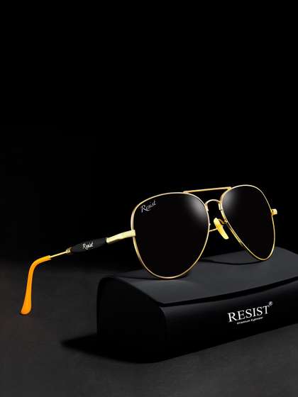 RESIST EYEWEAR
                        UNISEX Gold Black UV Protected Aviator
                        Sunglasses