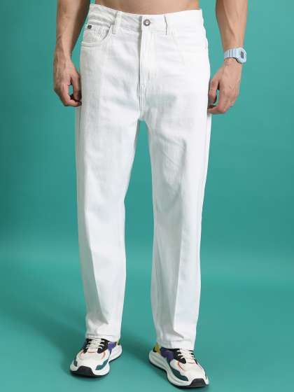 HIGHLANDER Men Loose Baggy Fit Clean Look Cotton Jeans