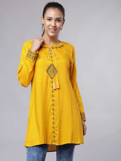 Vishudh White Ethnic
                        Motifs Embroidered Flared Sleeves Regular Top