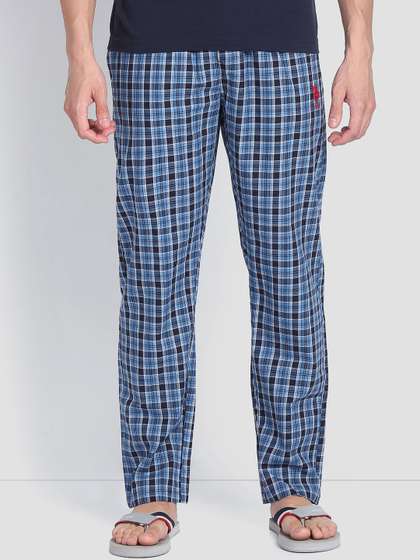 U.S. Polo Assn. Men
                        Checked Pure Cotton Straight Lightweight Lounge
                        Pants