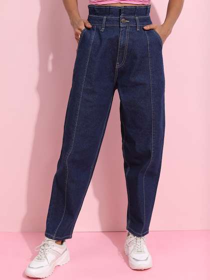 Tokyo Talkies
                          Women Blue Relaxed Fit Mid-Raise Clean Look
                          Cropped Jeans