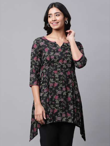 AURELIA Floral Printed A-Line Kurti