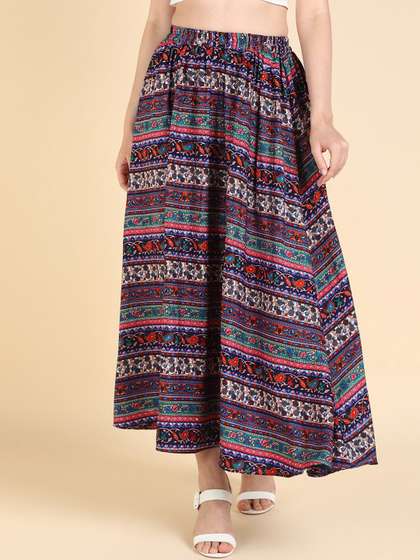 VAHSON Printed Flared Maxi Skirts