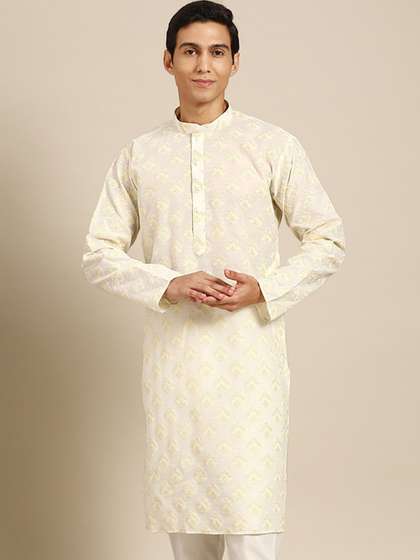 MANQ Printed Mandarin Collar Kurta