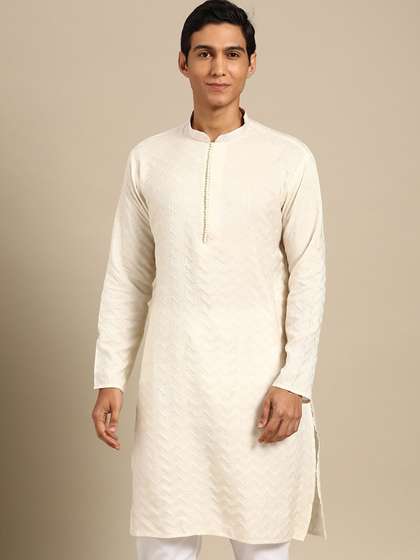 MANQ Woven Design Straight Kurta