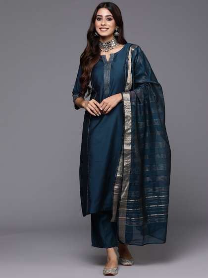 Gerua By Libas Women Yoke Design Panelled Kurta with Trousers Dupatta
