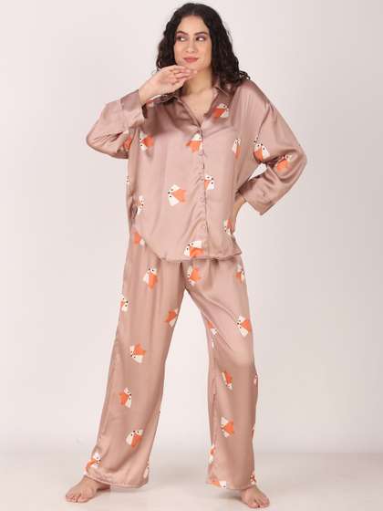 Masha Women Mr Fox
                        Oversized Satin Night Suit