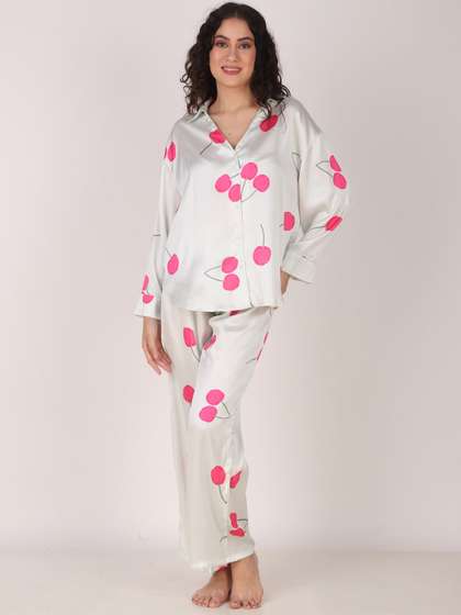 Masha Women Cherry
                          Oversized Satin Night Suit