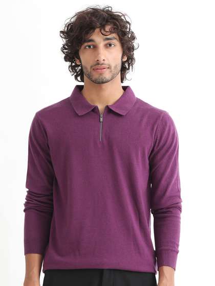 RARE RABBIT Men Griffin Regular Fit Polo Collar Sweater