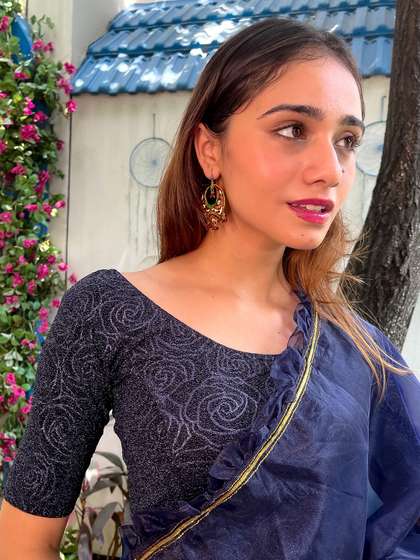 Bindigasm's Advi Rose Embossed Saree Blouse