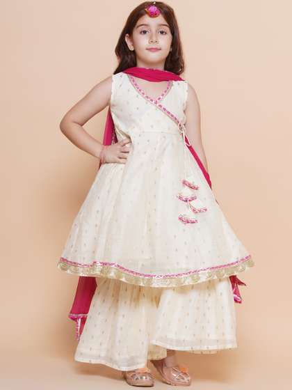 Bitiya by Bhama Girls
                    Woven Design Angrakha Gotta Patti Kurta with Sharara
                    & Dupatta