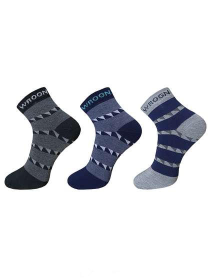 WROGN Men Pack Of 3
                      Patterned Ankle Length Socks