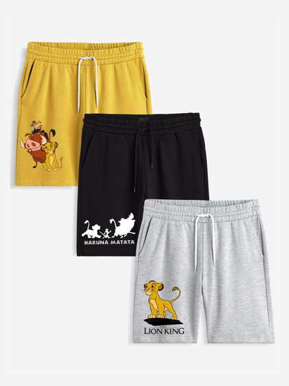 Minicult Boys Pack Of
                      3 Lion King Printed Cotton Shorts