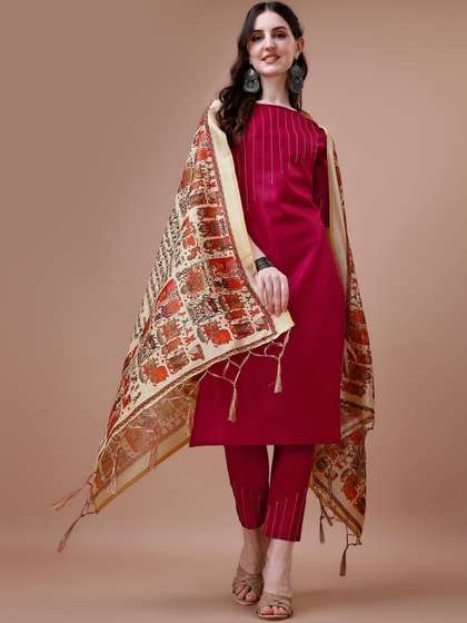 KALINI Kurta With Trousers & Dupatta