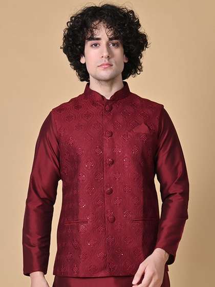 MAAHI FABS Embellished Nehru Jacket