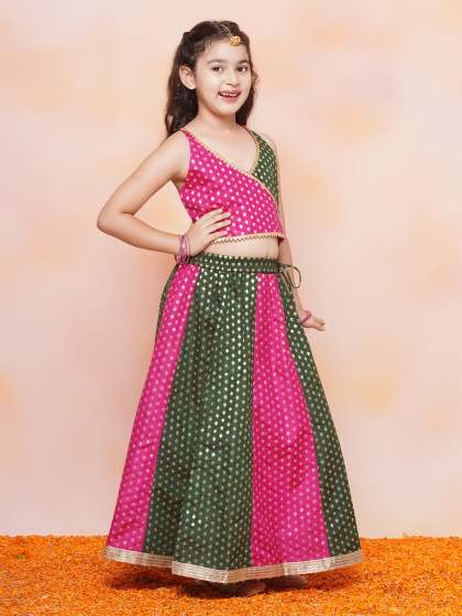 Aj DEZInES Girls Woven Design Ready to Wear Lehenga & Blouse With Dupatta