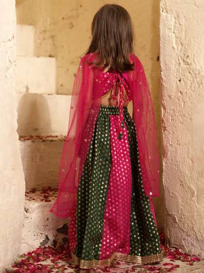 Aj DEZInES Girls Woven Design Ready to Wear Lehenga & Blouse With Dupatta