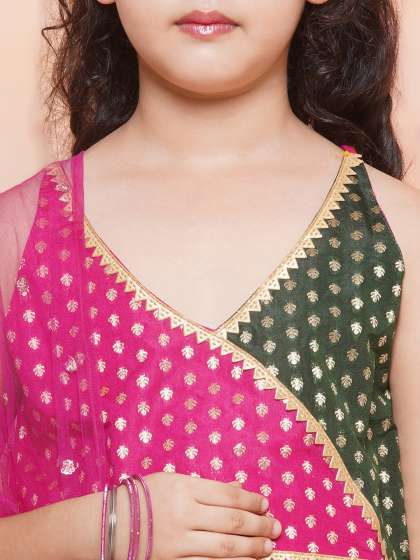 Aj DEZInES Girls Woven Design Ready to Wear Lehenga & Blouse With Dupatta