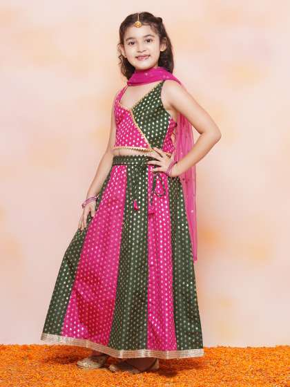 Aj DEZInES Girls Woven Design Ready to Wear Lehenga & Blouse With Dupatta