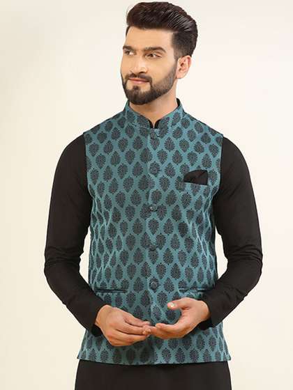 KISAH Men Woven
                        Design Nehru Jackets