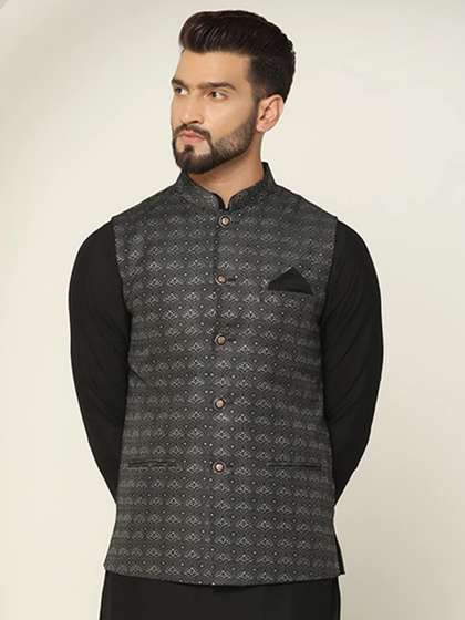 KISAH Woven Design Nehru Jacket
