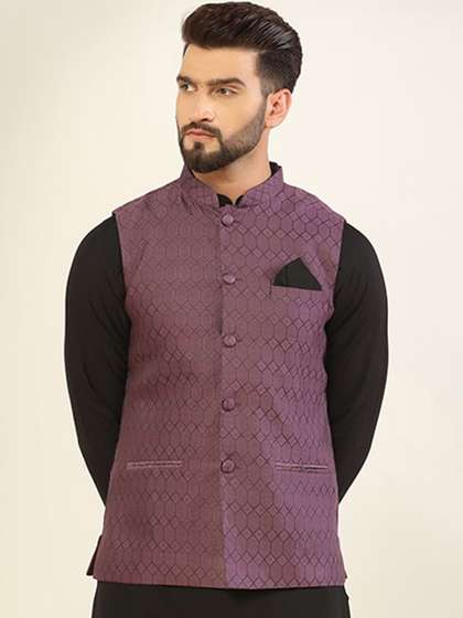 KISAH Woven Design Nehru Jacket