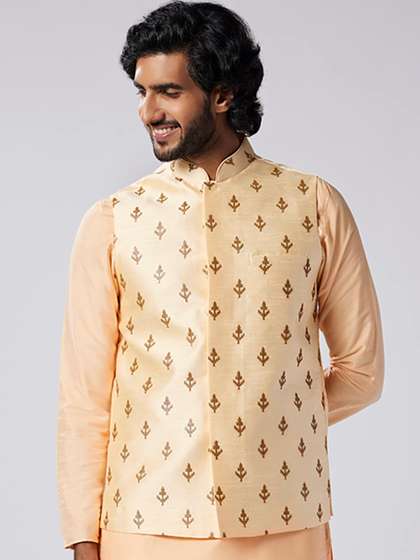 KISAH Embroidered
                          Woven Nehru Jacket