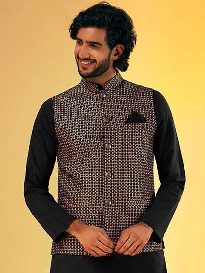 KISAH Men Printed Nehru Jacket