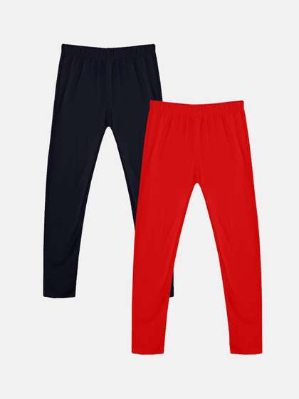 KiddoPanti Girls Pack Of
                    2 Mid Rise Ankle Length Leggings